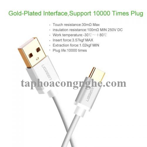 Ugreen 30507 0.5M màu hồng Bộ chuyển đổi USB 2.0 sang USB-C US188 30030507